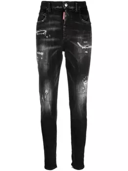 Dsquared2 джинсы с завышенной талией и прорезями, черный