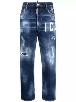 Dsquared2 джинсы скинни с эффектом потертости и логотипом, синий