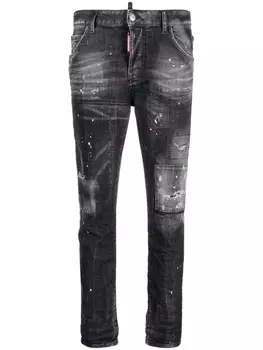 Dsquared2 джинсы скинни с эффектом потертости и заниженной талией, черный