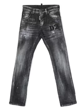Dsquared2 джинсы скинни с эффектом потертости, серый