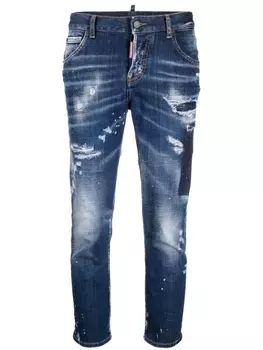 Dsquared2 джинсы скинни с эффектом потертости, синий