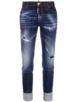 Dsquared2 джинсы скинни с эффектом потертости, синий