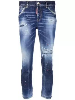 Dsquared2 джинсы скинни с эффектом потертости, синий