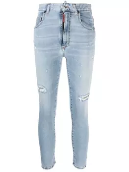 Dsquared2 джинсы скинни с эффектом потертости, синий