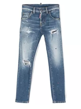 Dsquared2 джинсы скинни с эффектом потертости, синий