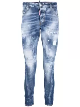 Dsquared2 джинсы скинни с эффектом потертости, синий