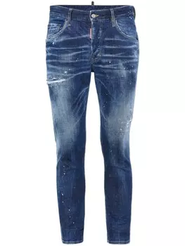 Dsquared2 джинсы скинни с эффектом потертости, синий
