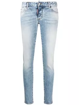 Dsquared2 джинсы скинни с заниженной талией и жатым эффектом, синий