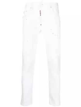 Dsquared2 джинсы скинни Skater с эффектом разбрызганной краски, белый
