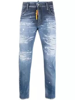 Dsquared2 джинсы узкого кроя с эффектом потертости, синий
