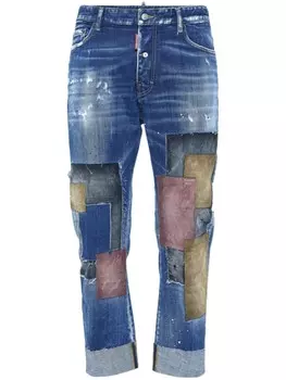 DSQUARED2 джинсы в технике пэчворк с эффектом потертости, синий