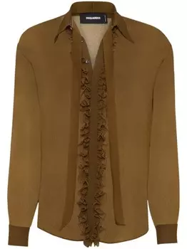 DSQUARED2 фактурная рубашка с оборками, коричневый