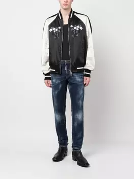 Dsquared2 flag patch slim-fit jeans, синий