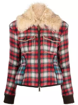 Dsquared2 фланелевая куртка с меховым воротником, красный