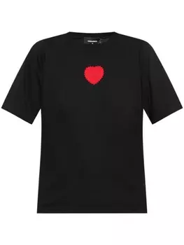 Dsquared2 футболка из хлопка с нашивкой в виде сердца, черный