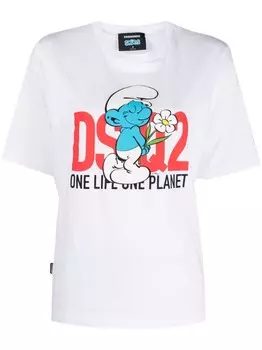 DSQUARED2 футболка из органического хлопка с графичным принтом, белый