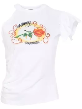 Dsquared2 футболка на одно плечо с логотипом, белый