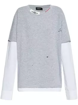Dsquared2 футболка с длинными рукавами DSQUARED2 с эффектом потертости, серый
