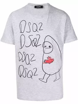 Dsquared2 футболка с графичным принтом, серый