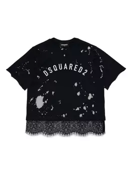 Dsquared2 футболка с кружевом и логотипом, черный