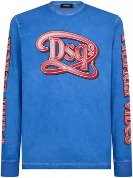 Dsquared2 футболка с логотипом и эффектом потертости, синий
