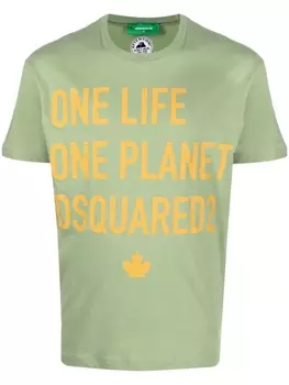 Dsquared2 футболка с надписью One Life One Planet, зеленый