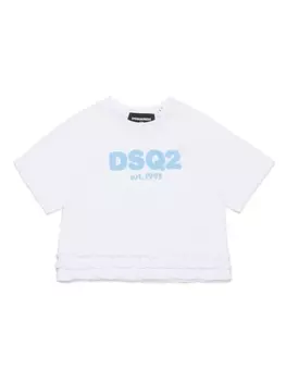 Dsquared2 футболка с оборками и логотипом, белый