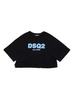 Dsquared2 футболка с оборками и логотипом, черный
