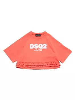 Dsquared2 футболка с оборками и логотипом, оранжевый
