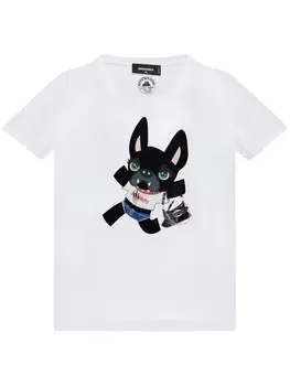 Dsquared2 футболка с принтом собаки, белый