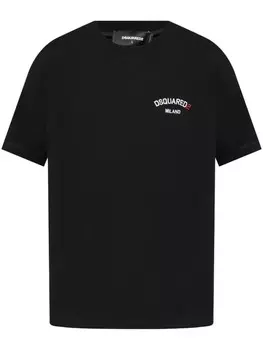 Dsquared2 футболка с вышитым логотипом, черный