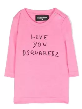 Dsquared2 футболка с вышитым логотипом, розовый