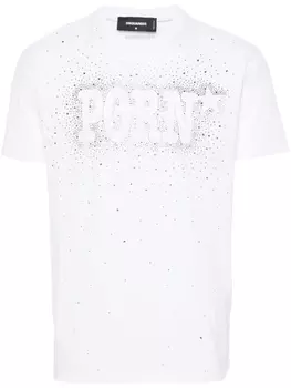 Dsquared2 футболка со стразами, белый