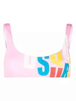 Dsquared2 graphic logo-print bikini top, розовый