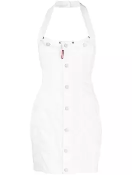 Dsquared2 halterneck denim dress, белый
