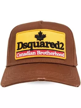 Dsquared2 хлопковая кепка с логотипом-аппликацией, коричневый
