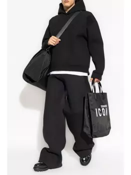 Dsquared2 хлопковая толстовка с капюшоном и тисненым логотипом DSQUARED2, черный