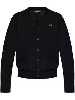 Dsquared2 хлопковый кардиган с аппликацией логотипа, черный