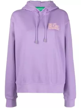 Dsquared2 худи из органического хлопка с надписью, фиолетовый