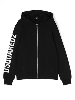 Dsquared2 худи на молнии с логотипом, черный