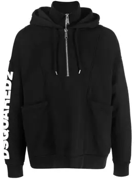 Dsquared2 худи на молнии с логотипом, черный