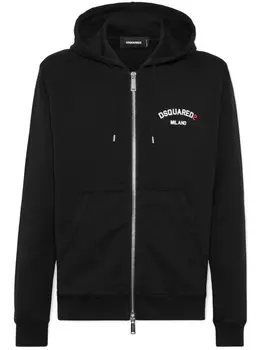 DSQUARED2 худи на молнии с логотипом, черный