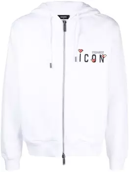 Dsquared2 худи на молнии с логотипом Icon, белый