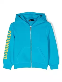 Dsquared2 худи на молнии с логотипом, синий