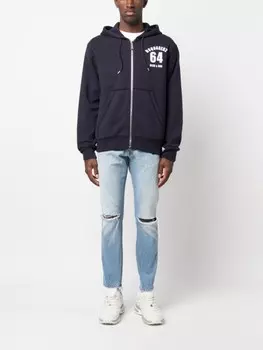 DSQUARED2 худи на молнии с логотипом, синий
