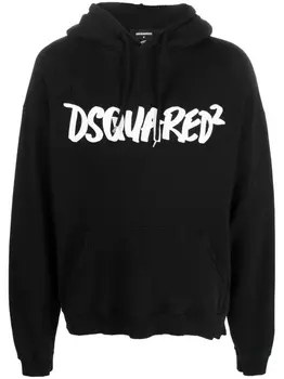 Dsquared2 худи с эффектом потертости и логотипом, черный
