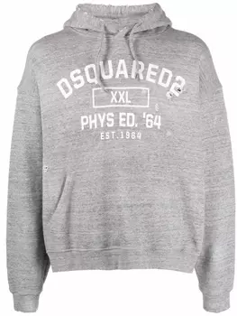Dsquared2 худи с эффектом потертости и логотипом, серый