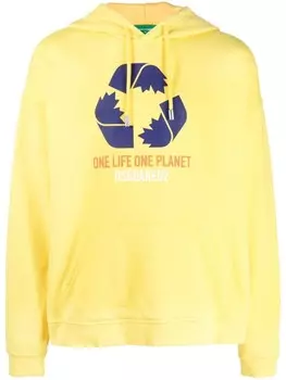 DSQUARED2 худи с длинными рукавами и надписью, желтый
