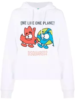 Dsquared2 худи с графичным принтом, белый