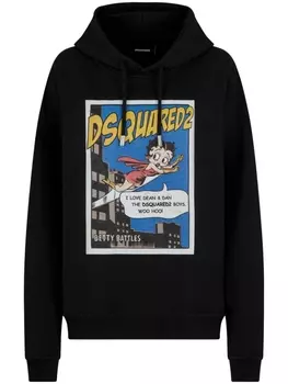 Dsquared2 худи с графичным принтом, черный